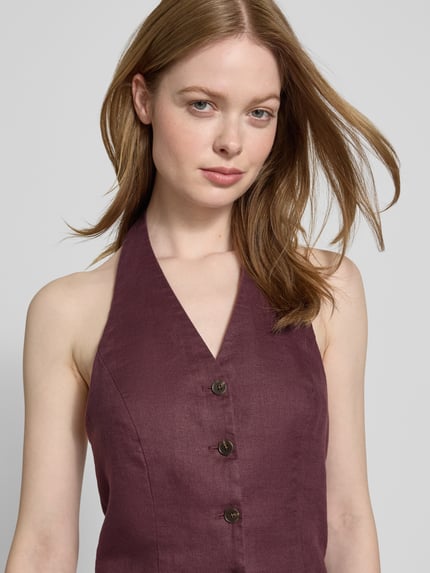 MSCH Copenhagen Gilet met halter van linnen, model 'Naira Claritta Halter' Bordeaux - 3