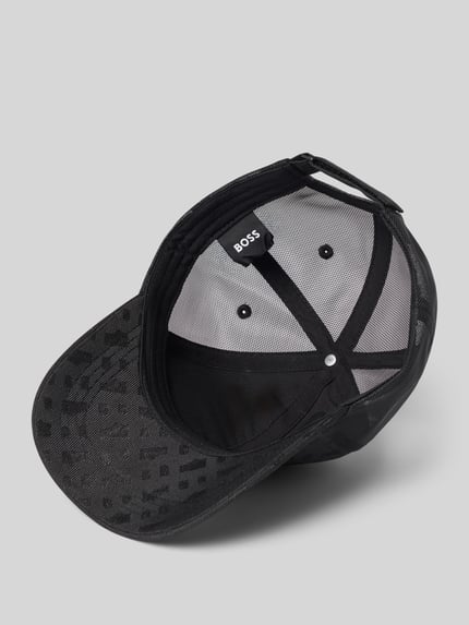 Produktfoto, schwarze Cap mit Strukturmuster Modell 'ZED' von BOSS, Detailaufnahme Innenansicht, Herren Cap