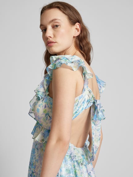 Jake*s Cocktail Cocktailkleid mit Volants Hellblau Melange 3