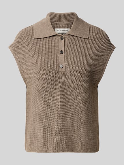 Marc O'Polo Strickpullunder mit Polokragen Taupe Melange 2