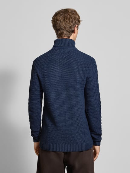 Blend Gebreide coltrui, model 'BASIM' Marineblauw - 5