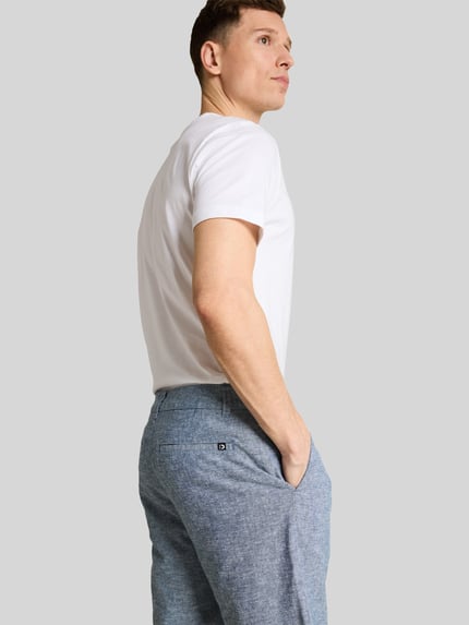 Tom Tailor Denim Regular Fit Bermuda aus Leinen-Baumwolle-Mix Marine Melange 3