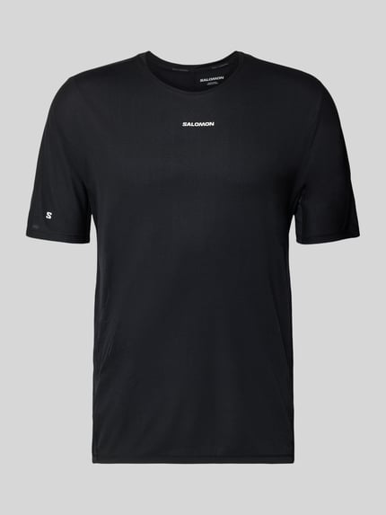 Produktfoto, schwarzes Funktionsshirt mit Logo Modell 'SENSE AERO' von Salomon, Regular Fit, glatte Textur, Rundhalsausschnitt