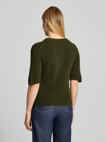 ICHI sweter z dzianiny o kroju regular fit z listwą guzikową model 'FANTIA' Khaki 5