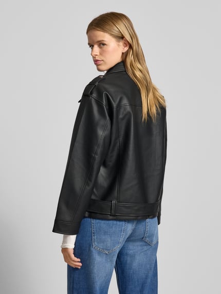 NOISY MAY® Bikerjack in leerlook, model 'PAULINA' Zwart - 5