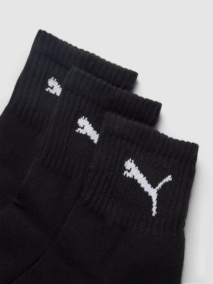 PUMA Sokken met labeldetail in een set van 3 paar, model 'SHORT CREW' Zwart - 2