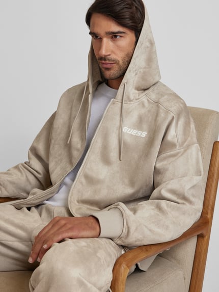 GUESS Activewear Sweatjacke mit Label-Detail Modell 'DARIL' Beige 3