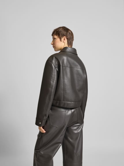 Nanushka Cropped jack in leerlook Donkergroen - 5