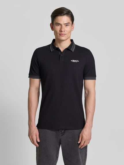 s.Oliver RED LABEL Koszulka polo o kroju regular fit z mieszanki bawełny Czarny 4