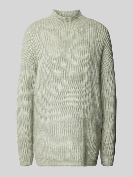 QS Strickpullover mit Stehkragen und Woll-Anteil Hellgruen 2