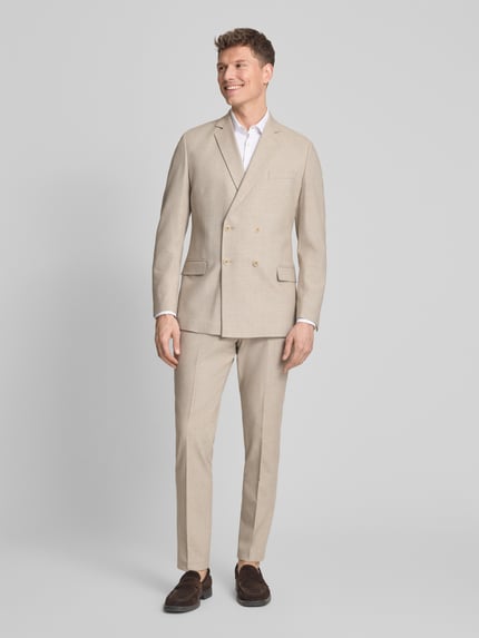 s.Oliver BLACK LABEL regular fit pantalon met linnen Beige - 1