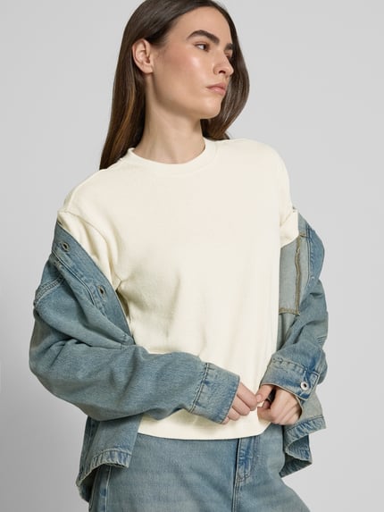 Jake*s Studio Woman T-shirt met geribde ronde hals Ecru - 3