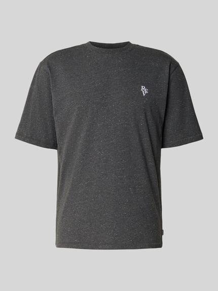 REVIEW T-Shirt mit Label-Stitching Dunkelgrau Melange 2
