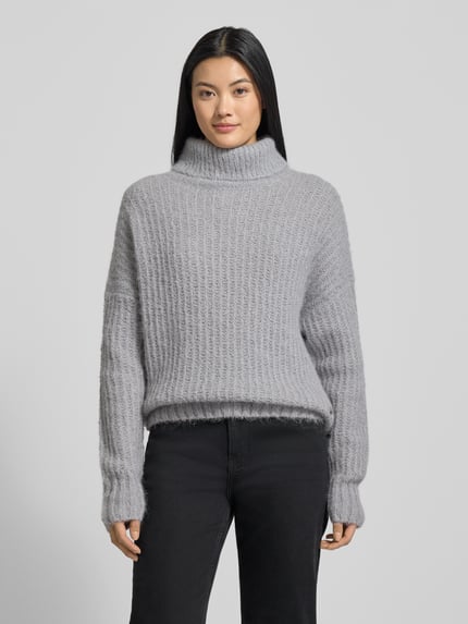 Fynch-Hatton Relaxed Fit Rollkragenpullover aus Alpaka-Mix in Strick-Optik Hellgrau Melange 4