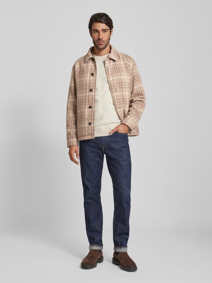 JACK & JONES Premium Regular Fit Hemdjacke mit Kentkragen Modell 'CARTER' Taupe 1