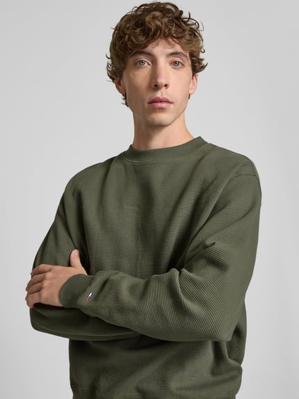 Tommy Jeans Regular Fit Sweatshirt mit Waffel-Struktur Dunkelgruen 3