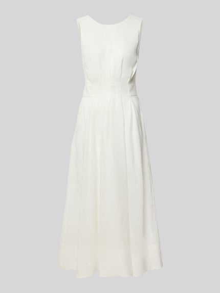 Produktfoto, Cocktailkleid aus Leinen Modell 'Rosie' von Forever New, kolor biały, krój slim fit, czysty len, długość midi, okrągły dekolt, długość tyłu w rozmiarze 36: 124 cm, szerokość w rozmiarze 36: 36 cm, delikatna struktura materiału