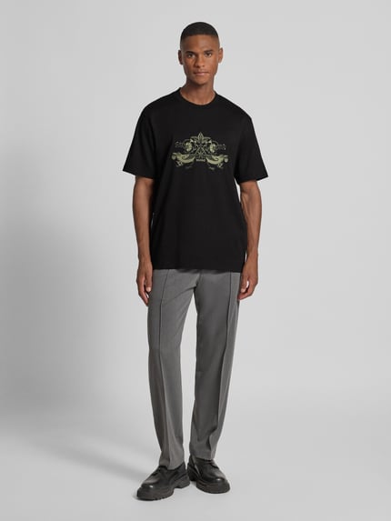 HUGO T-shirt o kroju comfort fit z czystej bawełny Czarny 1