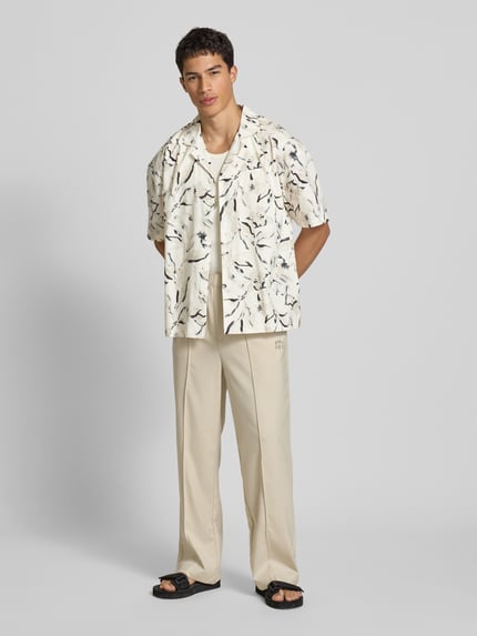 PEGADOR Relaxed fit vrijetijdsoverhemd met labelstitching, model 'Novo' Ecru - 1