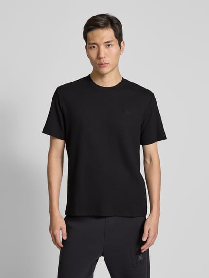 HUGO T-shirt z wyhaftowanym logo model ‘Austin’ Czarny 4
