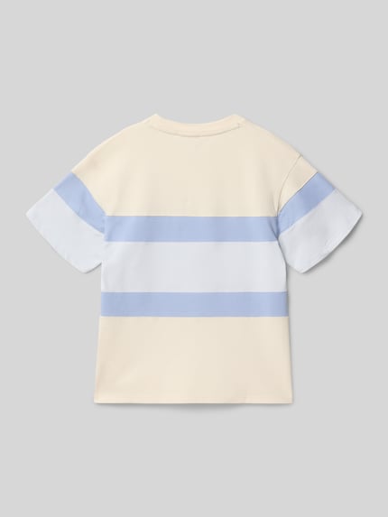 Produktfoto, Regular Fit T-Shirt aus Baumwoll-Mix von BOSS, Kinder T-Shirt, Mehrfarbig, Piqué, breite Streifen, Kurzarm, Rundhals