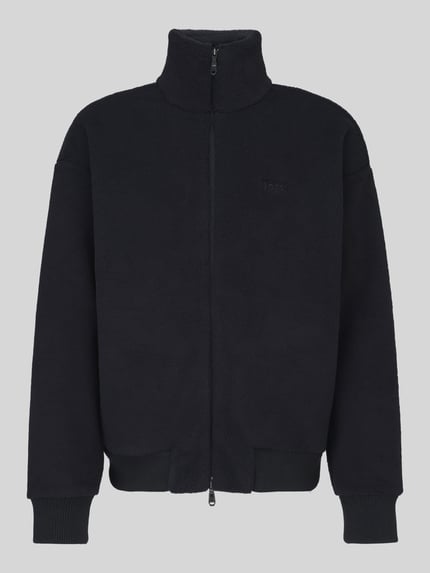 Productfoto, Regular Fit Teddyjacke mit Zweiwege Reißverschluss van BOSS Green, unie kleur, fleece textuur, logo-stiksel, lange mouwen, geribbelde boorden, zij-ingangszakken