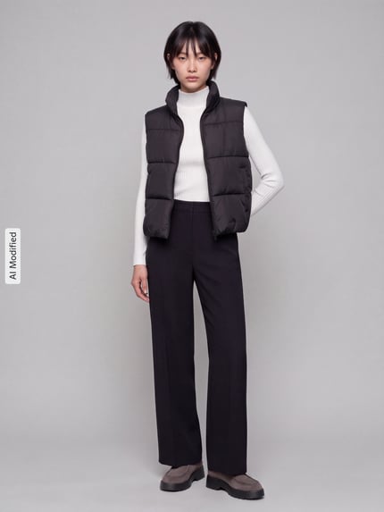 PIECES Regular Fit Weste mit Stehkragen BLACK 1