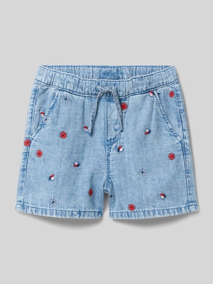 Produktfoto, Regular Fit Bermuda aus reiner Baumwolle von s.Oliver RED LABEL, hellblau mit roten und schwarzen Punkten, strukturierte Oberfläche