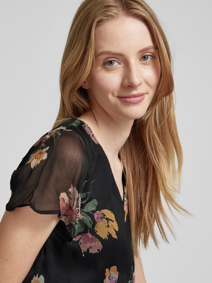 VERO MODA Blouseshirt met transparante mouwen, model 'SMILLA' Zwart - 3