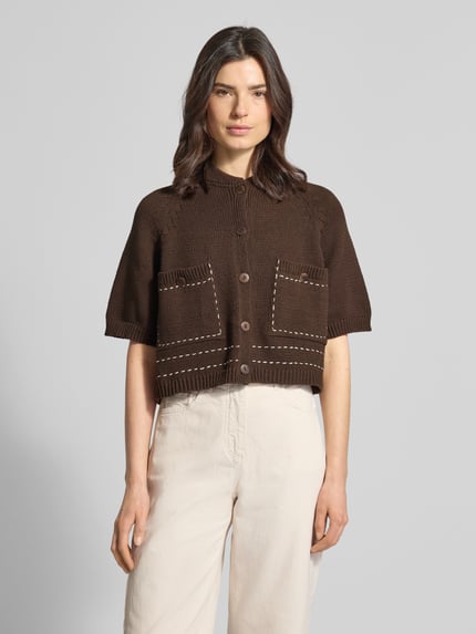 Stefanel Regular fit cardigan met viscose Donkerbruin - 4