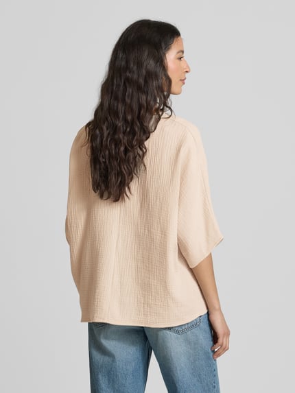 Apricot Relaxed Fit Blusenshirt mit Rundhalsausschnitt Sand 5