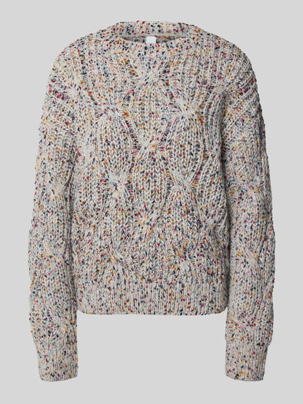 YAS Strickpullover mit Rundhalsausschnitt Modell 'Confetti' Hellgrau 2
