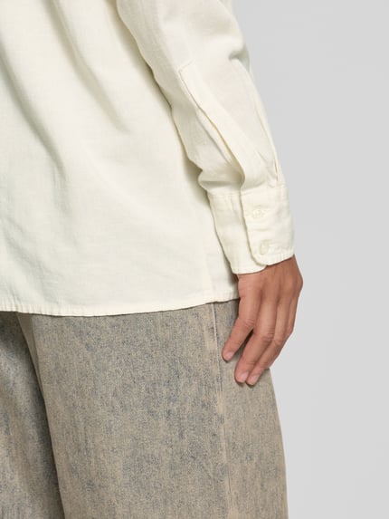 REVIEW Regular fit overhemdblouse met linnen Offwhite - 3
