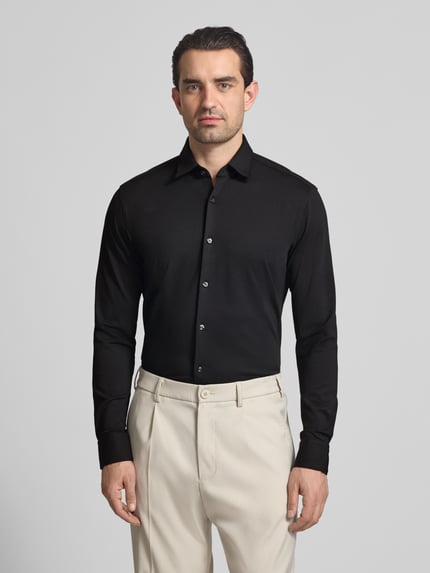 HUGO Koszula biznesowa o kroju slim fit w fakturze Model 'ERMO' Czarny 4