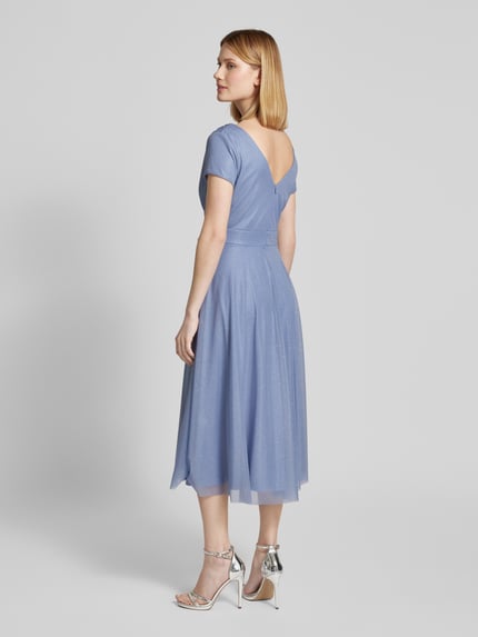 Vera Mont Knielange cocktailjurk in wikkellook Lichtblauw - 5