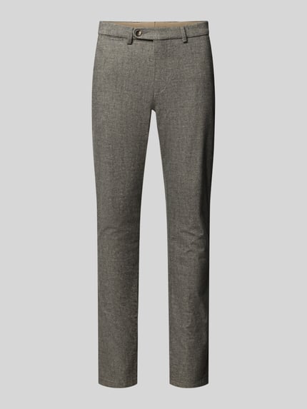 Produktfoto, Modern Fit Hose mit Eingrifftaschen von bugatti aus mieszanka bawełny i wiskozy, drobno z fakturą, kolor szary, szerokość w rozmiarze 32/32: 42 cm, długość wewnętrzna nogawki w rozmiarze 32/32: 81 cm