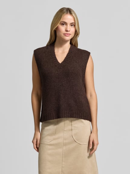 OPUS Regular Fit Pullunder aus Woll-Mohair-Mix Mittelbraun 4