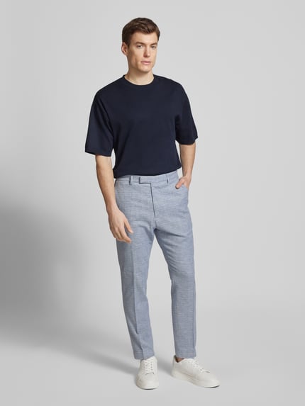 JACK & JONES Premium T-Shirt in Strick-Optik mit gerippten Abschlüssen Dunkelblau 1