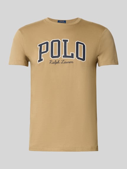 Polo Ralph Lauren T-shirt o kroju custom slim fit z okrągłym dekoltem Beżowy 2