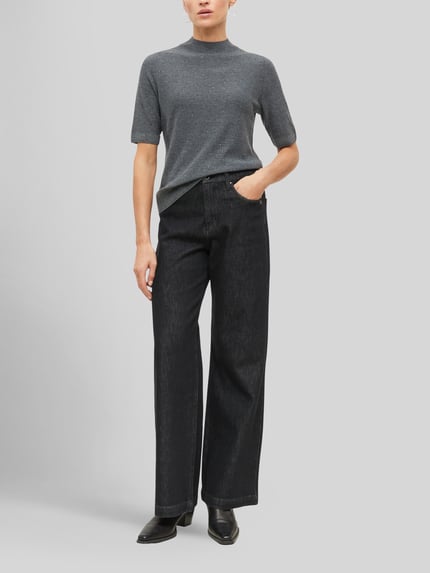 s.Oliver BLACK LABEL Pullover mit Glitzer-Applikation Anthrazit 1