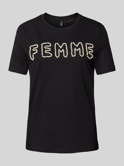 ONLY T-Shirt mit Perlenbesatz Modell 'NANNA' Black 2