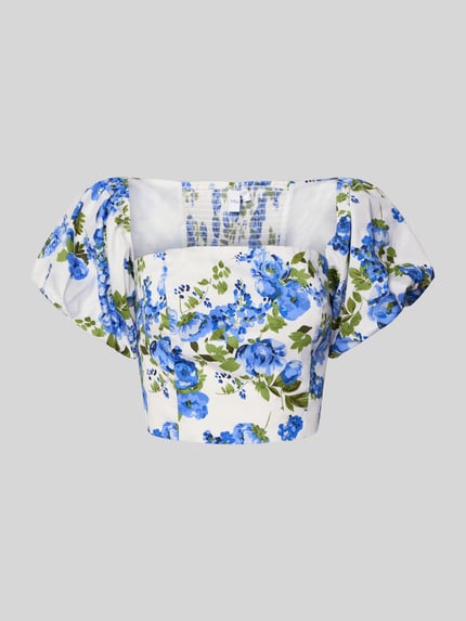 YAS Cropped Blusenshirt mit Square-Neck-Ausschnitt Modell 'SIENNA' Hellblau 2