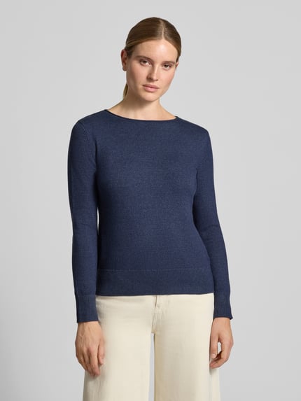 Christian Berg Woman Regular Fit Strickpullover aus Viskose-Mix mit U-Boot-Ausschnitt Dunkelblau Melange 4