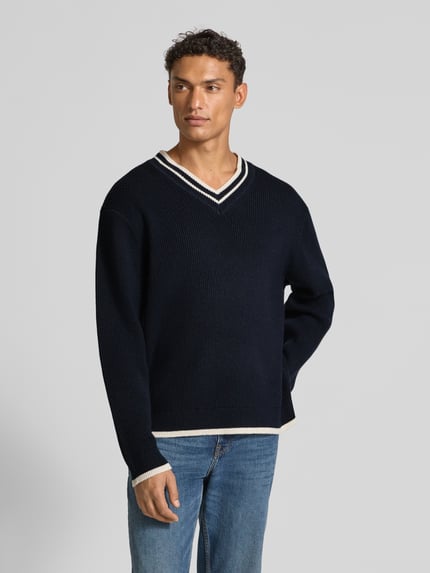 Wood Wood Strickpullover mit gerippten Abschlüssen Modell 'Cobek' Marine 4
