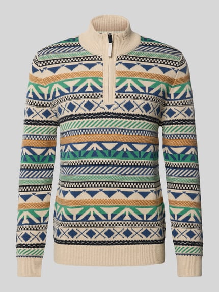 OLYMP Level 5 Gebreide pullover met opstaande kraag Ecru - 2
