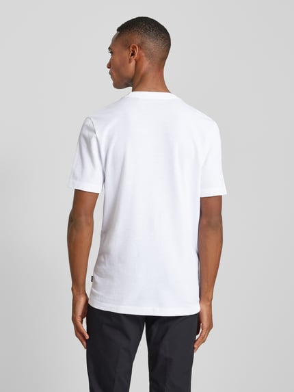 BOSS T-shirt met geribde ronde hals, model 'TIBURT' Wit - 5