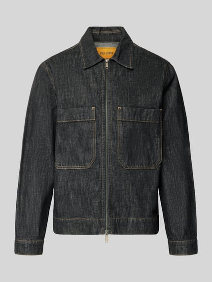 ONLY & SONS Regular Fit Jeansjacke mit Zweiwege-Reißverschluss Modell 'ONSCASSEL' Dunkelblau 2
