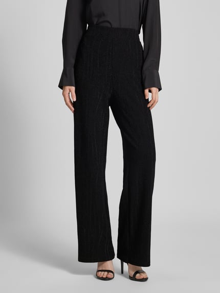 ICHI Flared stoffen broek met effectgaren, model 'NAREEN' Zwart - 4