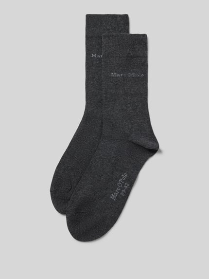 Produktfoto, Socken mit weichem Komfortbund im 2er-Pack von MARC O'POLO, dunkler Melange-Ton, feine Struktur, Damen Socken, neutraler Hintergrund