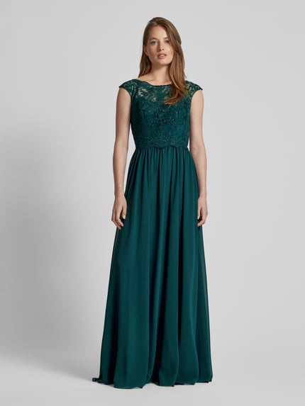 LUXUAR FASHION Abendkleid mit Spitzenbesatz Dunkelgruen 4